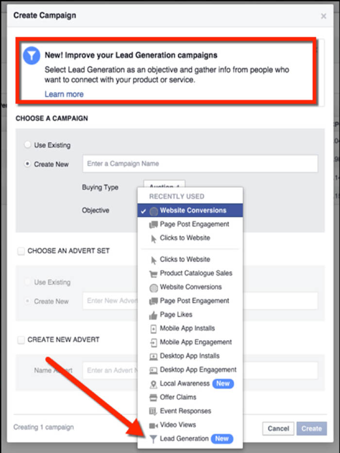 Facebook Ads dashboard for the dental law campaign